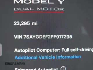 2023 Tesla Model Y Performance z VIN 7SAYGDEF2PF917295, wystawiony jako IAAI lot #41260852 z przebiegiem 23 295 mil mil oraz . Historia ofert i sprzedaży dostępna na DreamBid. Obrazek 9.