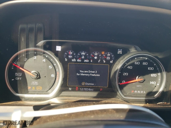 2019 Chevrolet Silverado 1500 LTZ with VIN 1GCUYGED7KZ114882, listed as a Copart auction lot 43060295 with 137,834 mi miles and Salvage Title. Bid and sale history available at carsss.com. Image 9.