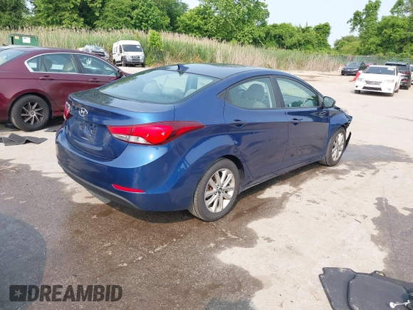 2015 Hyundai Elantra SE z VIN 5NPDH4AE9FH583692, wystawiony jako IAAI lot #42364514 z przebiegiem 156 282 mil mil oraz . Historia ofert i sprzedaży dostępna na DreamBid. Obrazek 4.