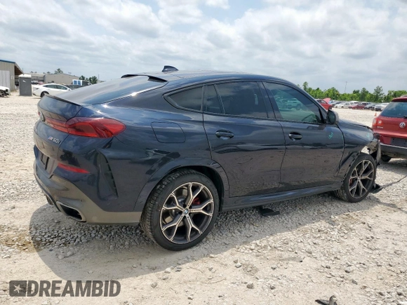 2022 BMW X6 M50i z VIN 5UXCY8C09N9J10045, wystawiony jako Copart lot #57225715 z przebiegiem 54 024 mil mil oraz Szkoda całkowita • Salvage title. Historia ofert i sprzedaży dostępna na DreamBid. Obrazek 3.