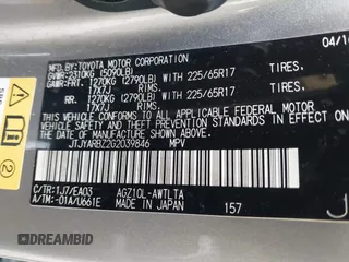 2016 Lexus NX 200t with VIN JTJYARBZ2G2039846, listed as a IAAI auction lot 42074053 with 162,877 mi miles and . Bid and sale history available at DreamBid. Image 9.