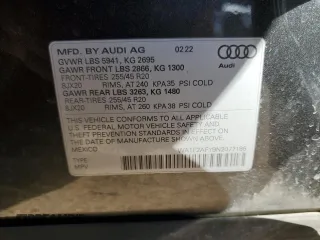 2022 Audi Q5 S line Prestige with VIN WA1F2AFY9N2077186, listed as a Copart auction lot 87294964 with 29,374 mi miles and Salvage Title. Bid and sale history available at carsss.com. Image 13.