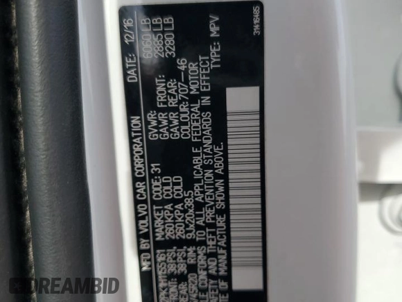 2017 Volvo XC90 Momentum с VIN YV4A22PK1H1155161, выставлен на аукционе Copart как лот 55833835 с пробегом 42 596 миль миль и Списание • Salvage title. История ставок и продаж доступна на DreamBid. Изображение 13.