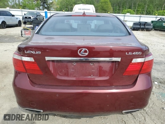 2008 Lexus LS 460 with VIN JTHBL46F285079509, listed as a Copart auction lot 52600035 with 208,811 mi miles and Clean Title. Bid and sale history available at carsss.com. Image 6.