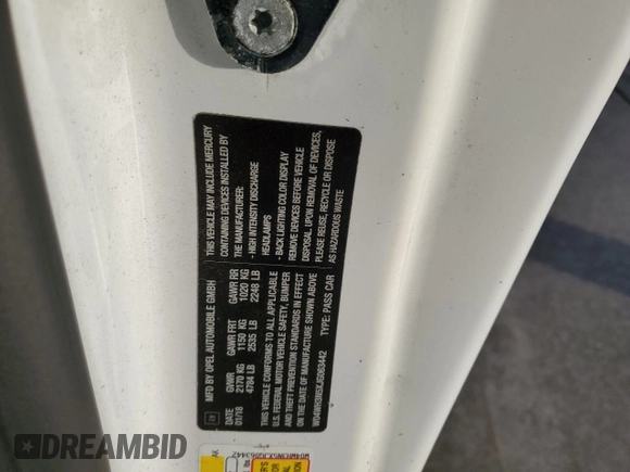 2018 Buick Cascada Premium with VIN W04WH3N5XJG063442, listed as a Copart auction lot 75447944 with Not provided miles and Salvage title. Bid and sale history available at DreamBid. Image 13.