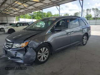 2014 Honda Odyssey EX-L with VIN 5FNRL5H67EB138406, listed as a Copart auction lot 55745745 with 92,757 mi miles and Salvage title. Bid and sale history available at DreamBid. Image 1.