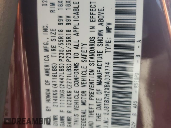 2011 Acura RDX z VIN 5J8TB2H2XBA004774, wystawiony jako Copart lot #49369305 z przebiegiem 174 953 mil mil oraz Szkoda całkowita • Salvage title. Historia ofert i sprzedaży dostępna na DreamBid. Obrazek 13.
