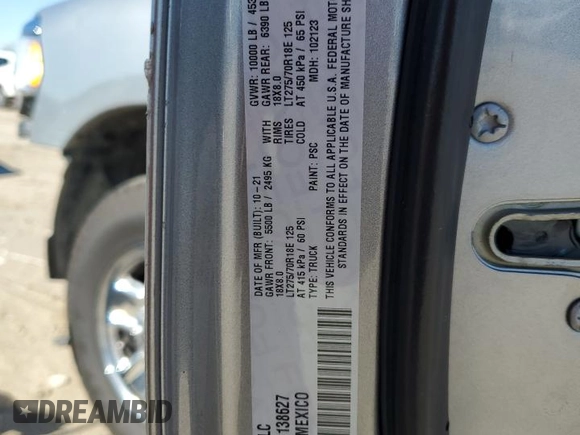 2022 Ram 2500 Tradesman with VIN 3C6UR4HJ0NG138627, listed as a Copart auction lot 88469555 with 80,041 mi miles and Salvage title. Bid and sale history available at DreamBid. Image 12.