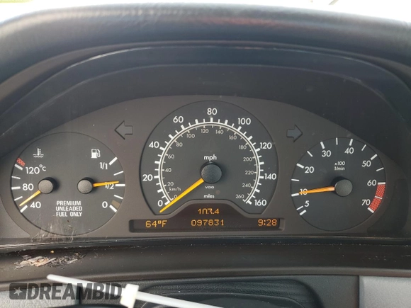 1997 Mercedes-Benz E-Class with VIN WDBJF72F8VA462335, listed as a Copart auction lot 50230895 with 97,831 mi miles and Salvage Title. Bid and sale history available at carsss.com. Image 9.