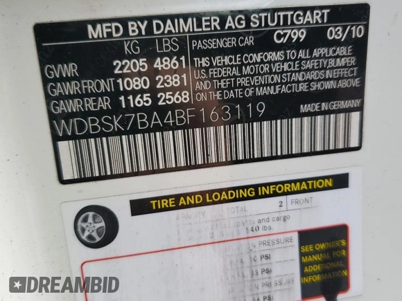 2011 Mercedes-Benz SL 550 z VIN WDBSK7BA4BF163119, wystawiony jako Copart lot #81606644 z przebiegiem 195 074 mil mil oraz Czysty tytuł • Clean title. Historia ofert i sprzedaży dostępna na DreamBid. Obrazek 12.