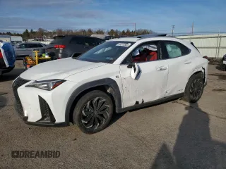 2021 Lexus UX with VIN JTHR9JBH2M2049747, listed as a Copart auction lot 43319555 with 22,606 mi miles and Salvage Title. Bid and sale history available at carsss.com. Image 1.