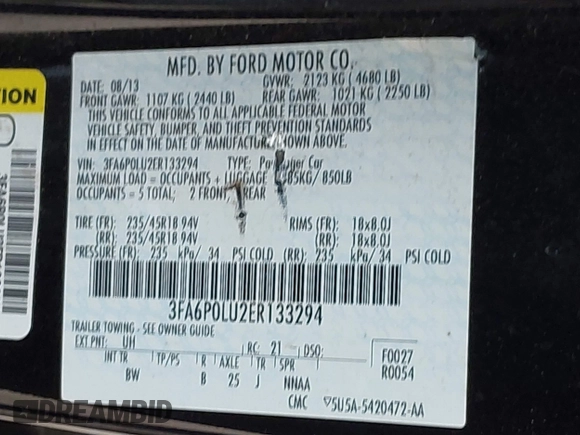 2014 Ford Fusion SE Hybrid with VIN 3FA6P0LU2ER133294, listed as a IAAI auction lot 41696064 with 150,537 mi miles. Bid and sale history available at carsss.com. Image 9.