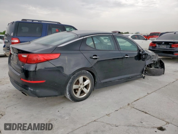 2015 Kia Optima LX with VIN KNAGM4A76F5663684, listed as a Copart auction lot 57304855 with 98,523 mi miles and Salvage title. Bid and sale history available at DreamBid. Image 3.