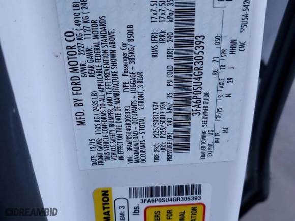 2016 Ford Fusion Energi Titanium with VIN 3FA6P0SU4GR305393, listed as a Copart auction lot 50749715 with 100,512 mi miles and Salvage Title. Bid and sale history available at carsss.com. Image 12.