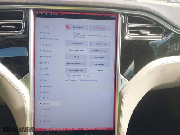 2016 Tesla Model S 90D with VIN 5YJSA1E21GF129964, listed as a IAAI auction lot 41817494 with NaN miles. Bid and sale history available at carsss.com. Image 18.