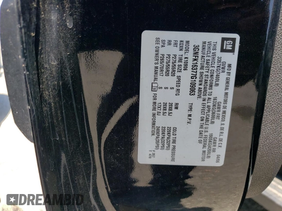 2007 Chevrolet Suburban LT with VIN 3GNFK16377G109063, listed as a Copart auction lot 64665335 with 46,969 mi miles and Clean title. Bid and sale history available at DreamBid. Image 13.