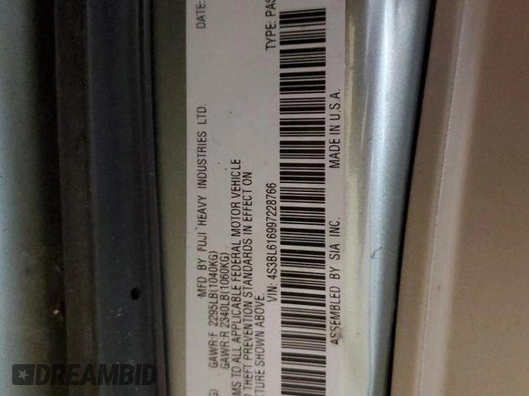 2009 Subaru Legacy Special z VIN 4S3BL616997228766, wystawiony jako Copart lot #48856675 z przebiegiem 119 600 mil mil oraz Szkoda całkowita • Salvage title. Historia ofert i sprzedaży dostępna na DreamBid. Obrazek 14.