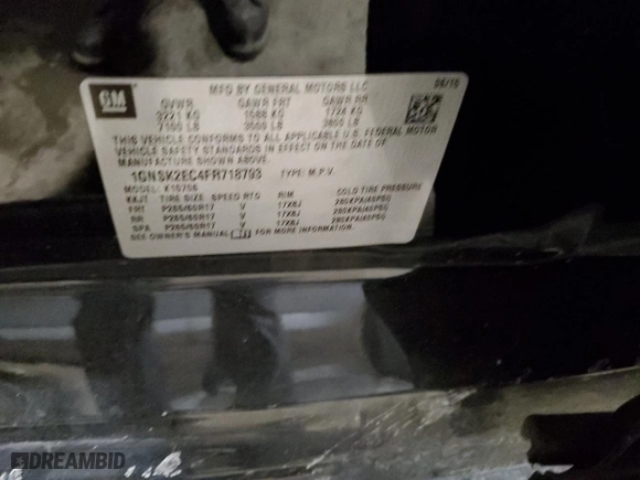 2015 Chevrolet Tahoe Commercial with VIN 1GNSK2EC4FR718793, listed as a Copart auction lot 84749724 with 122,342 mi miles and Salvage Title. Bid and sale history available at carsss.com. Image 13.