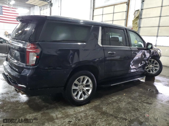 2023 Chevrolet Suburban Premier with VIN 1GNSKFKD4PR472673, listed as a Copart auction lot 44791255 with 33,385 mi miles and Salvage Title. Bid and sale history available at carsss.com. Image 3.