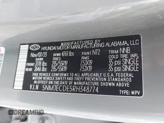 2024 Hyundai Tucson Limited with VIN 5NMJECDE5RH348774, listed as a IAAI auction lot 42766720 with 49,794 mi miles and . Bid and sale history available at DreamBid. Image 9.