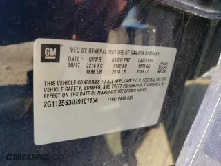 2018 Chevrolet Impala Premier with VIN 2G1125S30J9101154, listed as a Copart auction lot 54892294 with 0 mi miles and Salvage Title. Bid and sale history available at carsss.com. Image 13.