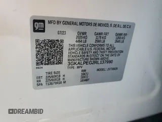 2024 GMC Terrain SLT with VIN 3GKALPEG2RL137990, listed as a Copart auction lot 58027655 with 35,567 mi miles and Salvage title. Bid and sale history available at DreamBid. Image 12.