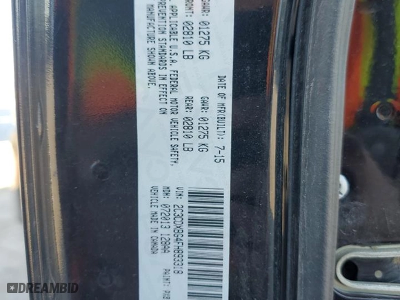 2015 Dodge Charger SE with VIN 2C3CDXBG4FH893318, listed as a Copart auction lot 46949335 with 156,891 mi miles and Salvage Title. Bid and sale history available at carsss.com. Image 12.