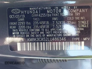 2020 Hyundai Kona Limited with VIN KM8K3CA52LU486346, listed as a IAAI auction lot 40313683 with 30,116 mi miles. Bid and sale history available at carsss.com. Image 9.