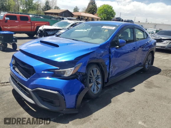 2024 Subaru WRX with VIN JF1VBAB64R9807563, listed as a Copart auction lot 57144225 with 11,692 mi miles and Salvage title. Bid and sale history available at DreamBid. Image 1.