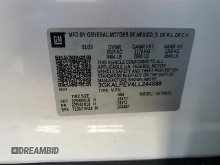 2020 GMC Terrain SLT with VIN 3GKALPEV4LL244089, listed as a Copart auction lot 50227825 with 77,346 mi miles and Salvage Title. Bid and sale history available at carsss.com. Image 15.