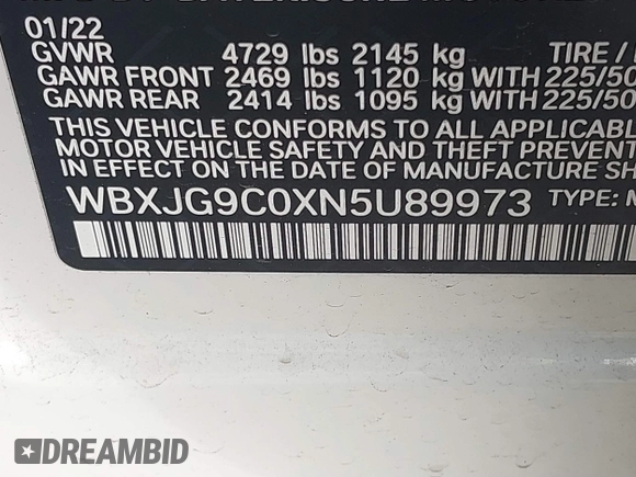 2022 BMW X1 xDrive28i z VIN WBXJG9C0XN5U89973, wystawiony jako IAAI lot #41508343 z przebiegiem 67 424 mil mil oraz . Historia ofert i sprzedaży dostępna na DreamBid. Obrazek 9.