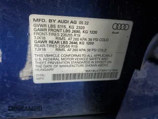 2022 Audi Q3 Premium Plus with VIN WA1BUCF36N1127685, listed as a Copart auction lot 42190355 with 45,862 mi miles and Salvage title. Bid and sale history available at DreamBid. Image 13.
