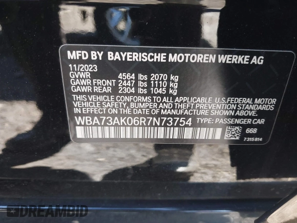 2024 BMW 2 Series 228i xDrive with VIN WBA73AK06R7N73754, listed as a IAAI auction lot 41893971 with 9,659 mi miles and . Bid and sale history available at carsss.com. Image 9.