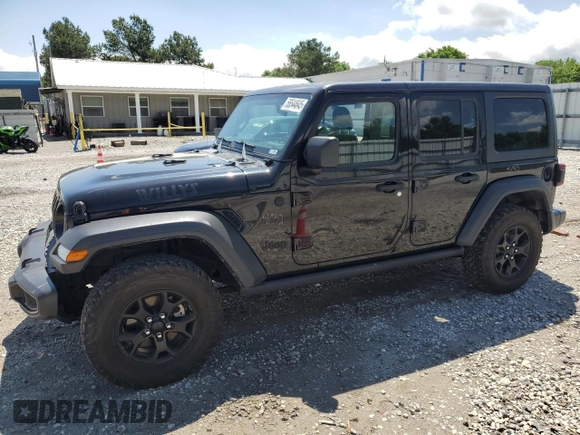 2021 Jeep Wrangler Unlimited Willys с VIN 1C4HJXDN1MW584099, выставлен на аукционе Copart как лот 56544645 с пробегом 81 143 миль миль и Списание • Salvage title. История ставок и продаж доступна на DreamBid. Изображение 1.
