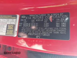 2014 Kia Soul + with VIN KNDJP3A57E7738520, listed as a IAAI auction lot 41761602 with 91,138 mi miles. Bid and sale history available at carsss.com. Image 9.