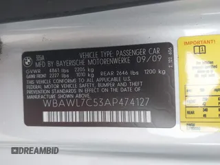 2010 BMW 3 Series 335i with VIN WBAWL7C53AP474127, listed as a IAAI auction lot 41871518 with 111,136 mi miles. Bid and sale history available at carsss.com. Image 9.