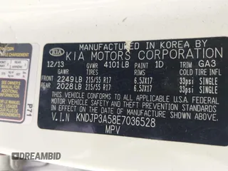 2014 Kia Soul + with VIN KNDJP3A58E7036528, listed as a IAAI auction lot 42014997 with 156,853 mi miles. Bid and sale history available at carsss.com. Image 9.