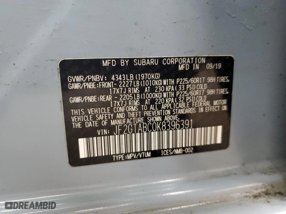 2019 Subaru Crosstrek with VIN JF2GTABC0K8396391, listed as a Copart auction lot 48588745 with 31,000 mi miles and Salvage Title. Bid and sale history available at carsss.com. Image 13.