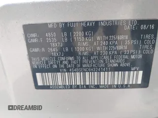 2017 Subaru Outback Limited with VIN 4S4BSENC6H3241411, listed as a IAAI auction lot 42156597 with 70,326 mi miles and . Bid and sale history available at DreamBid. Image 9.