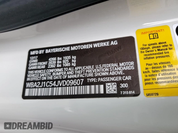 2018 BMW 2 Series 230i with VIN WBA2J1C54JVD09607, listed as a Copart auction lot 49627494 with 39,385 mi miles. Bid and sale history available at carsss.com. Image 12.