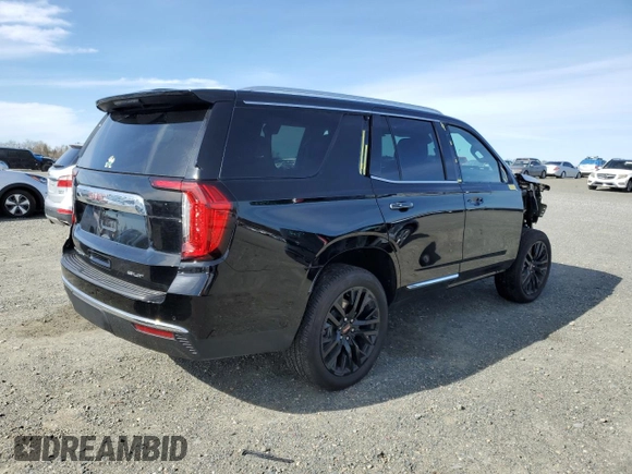 2024 GMC Yukon SLT with VIN 1GKS2BKD8RR272274, listed as a Copart auction lot 44566235 with 9,889 mi miles and Salvage Title. Bid and sale history available at carsss.com. Image 3.