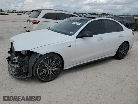 2023 Mercedes-Benz C 43 AMG z VIN W1KAF8HB9PR105350, wystawiony jako Copart lot #68440724 z przebiegiem 24 114 mil mil oraz Szkoda całkowita • Salvage title. Historia ofert i sprzedaży dostępna na DreamBid. Obrazek 1.