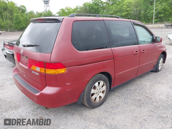 2002 Honda Odyssey EX-L z VIN 2HKRL18092H572036, wystawiony jako IAAI lot #42122713 z przebiegiem Nie podano mil oraz . Historia ofert i sprzedaży dostępna na DreamBid. Obrazek 4.