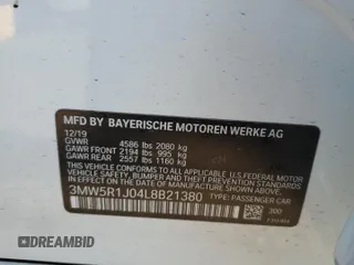 2020 BMW 3 Series 330i with VIN 3MW5R1J04L8B21380, listed as a Copart auction lot 42872005 with 89,553 mi miles and Salvage Title. Bid and sale history available at carsss.com. Image 14.