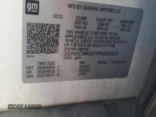 2023 Chevrolet Tahoe LS z VIN 1GNSCMKD7PR283453, wystawiony jako Copart lot #81376314 z przebiegiem 21 308 mil mil oraz Szkoda całkowita • Salvage title. Historia ofert i sprzedaży dostępna na DreamBid. Obrazek 13.