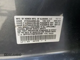 2012 Honda Ridgeline RTL with VIN 5FPYK1F58CB452281, listed as a Copart auction lot 54279455 with 189,314 mi miles and Salvage title. Bid and sale history available at DreamBid. Image 12.