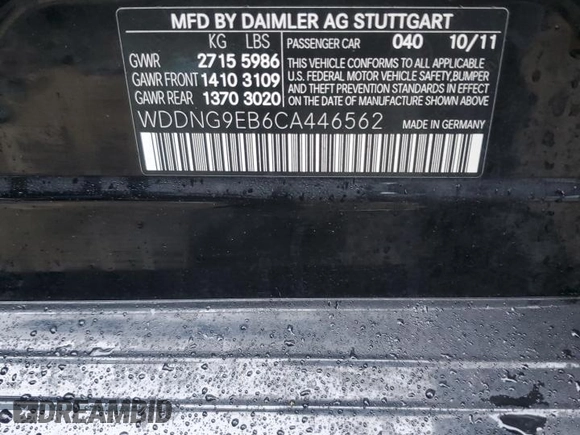 2012 Mercedes-Benz S 550 with VIN WDDNG9EB6CA446562, listed as a Copart auction lot 57227275 with 124,347 mi miles and Clean title. Bid and sale history available at DreamBid. Image 12.