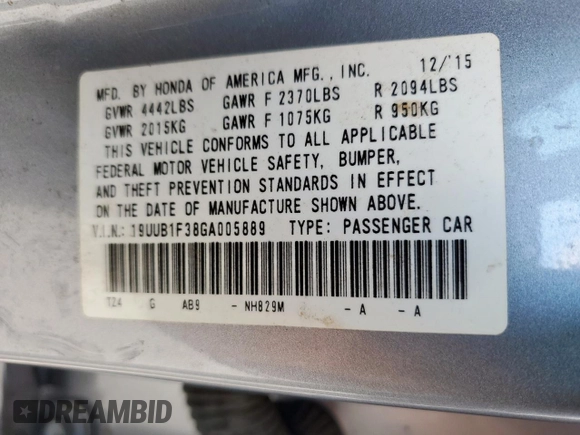 2016 Acura TLX z VIN 19UUB1F38GA005889, wystawiony jako Copart lot #58814845 z przebiegiem 118 447 mil mil oraz Szkoda całkowita • Salvage title. Historia ofert i sprzedaży dostępna na DreamBid. Obrazek 13.