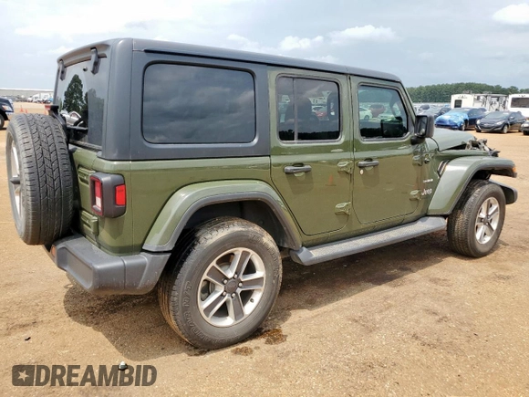 2021 Jeep Wrangler Unlimited Sahara with VIN 1C4HJXEN5MW591989, listed as a Copart auction lot 57535645 with 80,923 mi miles and Salvage title. Bid and sale history available at DreamBid. Image 3.
