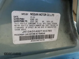 2002 Nissan Maxima GLE z VIN JN1DA31A92T302785, wystawiony jako Copart lot #57310725 z przebiegiem 95 192 mil mil oraz Szkoda całkowita • Salvage title. Historia ofert i sprzedaży dostępna na DreamBid. Obrazek 12.